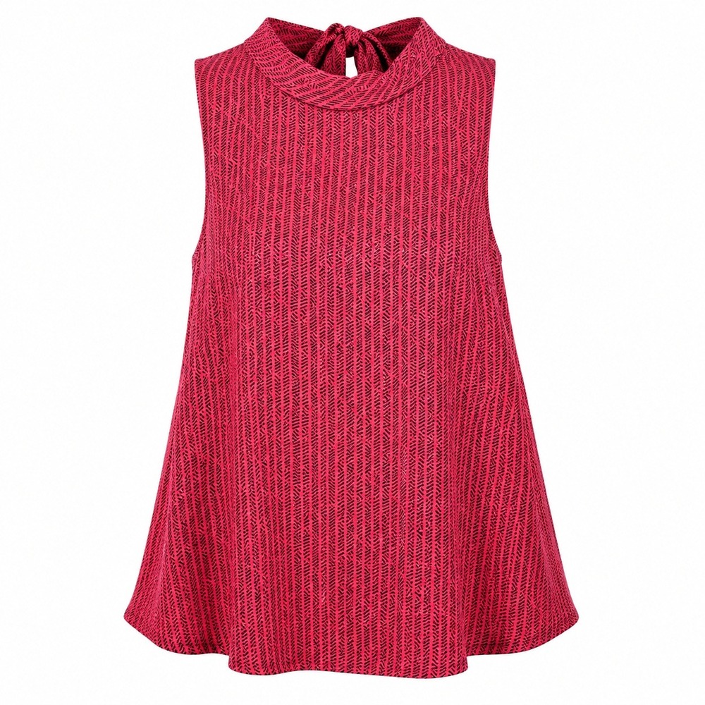 Maeve Anthropologie Small Red Black Geometric Tie Neck Blouse New Sleeveless Top